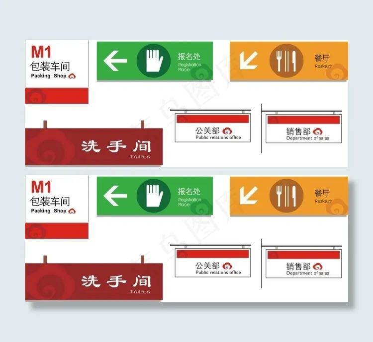 过道导视牌cdr矢量模版下载