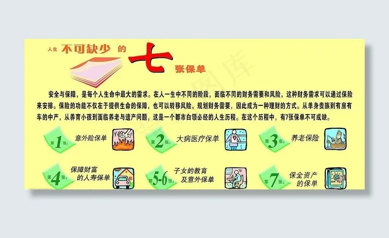 平安保险人生不可缺少的七张保单图片cdr矢量模版下载