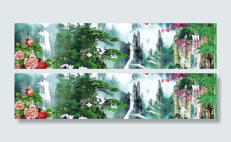 山水风景画图片(6000X1796(DPI:300))psd模版下载