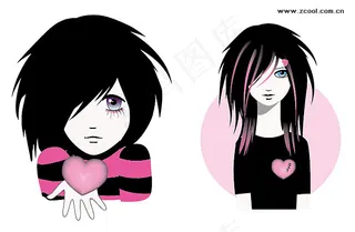 潮流可爱女孩矢量素材