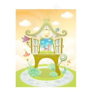 卡通房子 闹钟 图片