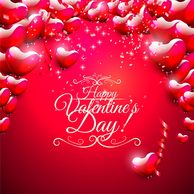 梦幻心形情人节背景矢量素材