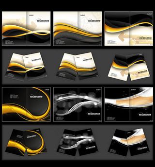 渐变曲线画册封面设计矢量素材