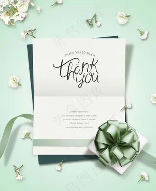 清新感恩节丝带海报设计