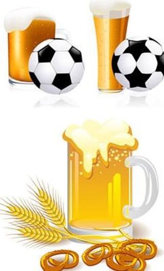 啤酒与足球矢量素材