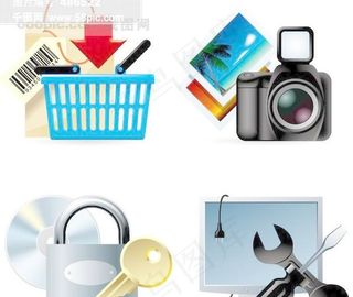 相机及显示器等4种矢量图标素材