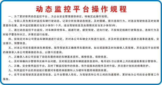 动态监控平台操作规程cdr矢量模版下载