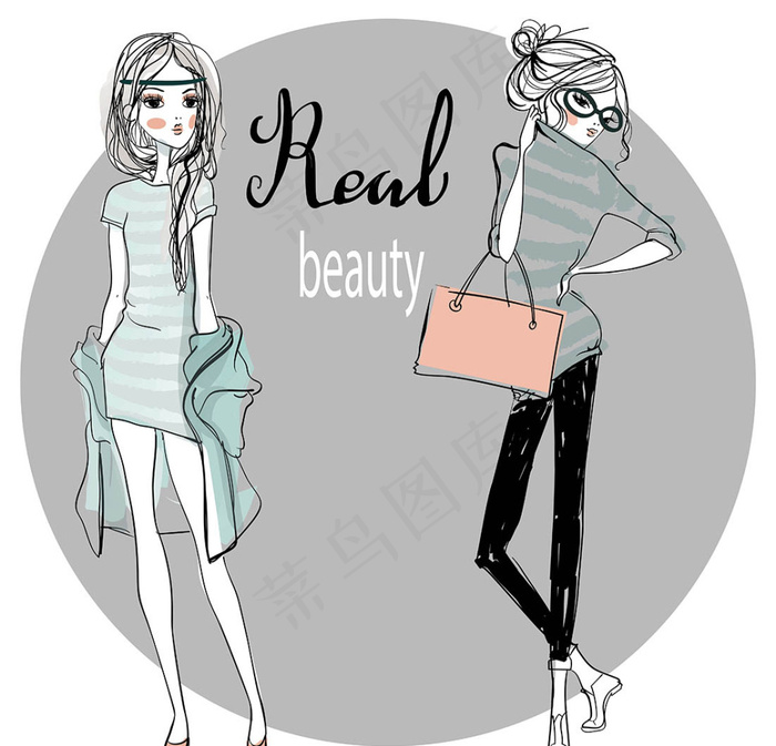 时尚女孩矢量素材