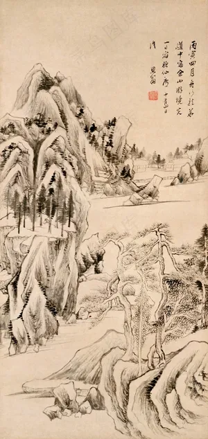 董其昌 佘山游境图轴 董其昌 佘山游境图轴