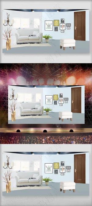 创意简约客厅小品年会背景模板设计