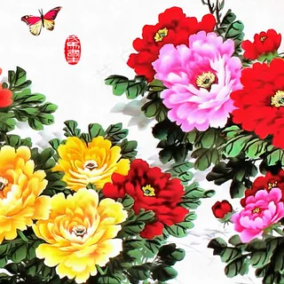 花开富贵牡丹花图无框画背景墙装饰画