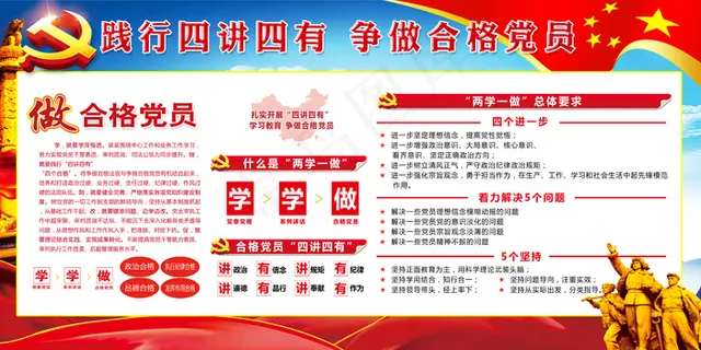 践行四讲四有争做合格党员党建展板