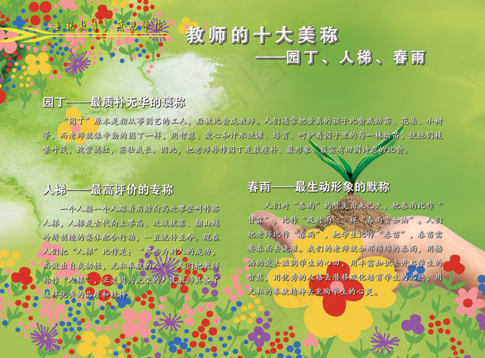 辛勤的园丁教师节展板PSD分