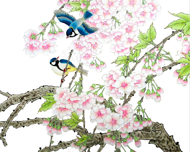 花鸟图(2385X1909(DPI:100))psd模版下载