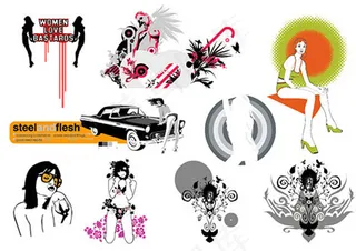 女性汽车矢量素材