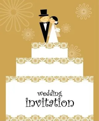 卡通欧式结婚请柬矢量素材