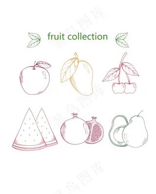 手绘水果苹果芒果樱桃