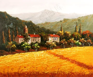 麦田油画图片 麦田油画图片