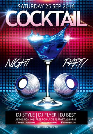 鸡尾酒之夜派对海报设计免费下载