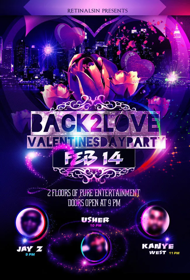 情人节派对海报设计PSD素材(1275X1875(DPI:300))psd模版下载