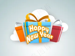 卡通新年礼包插画矢量素材