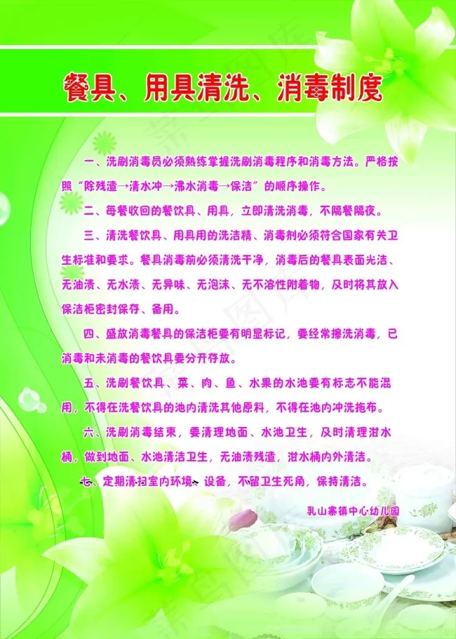 餐具清洗消毒制度psd模版下载