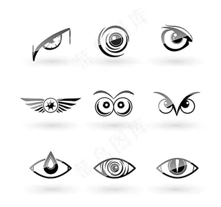 卡通黑色眼睛设计矢量素材图片