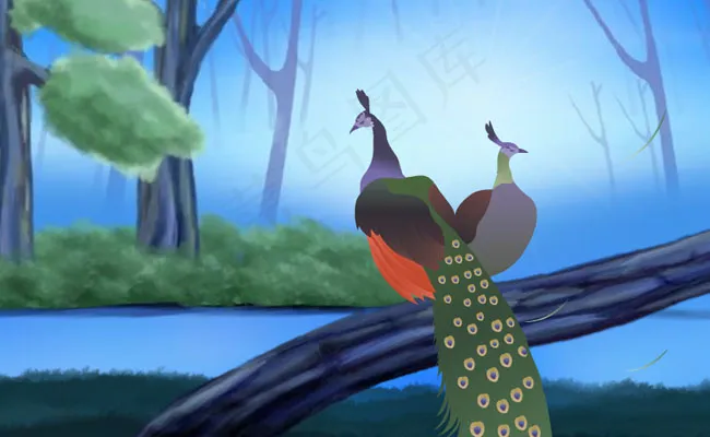 两只孔雀相望flash