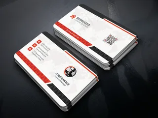 红黑色简约企业名片模板