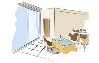 水彩风格快餐店图片