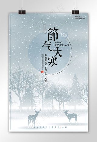 创意唯美风格节气大寒海报