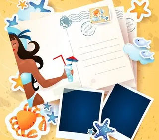 夏天明信片05向量元素