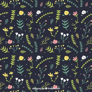 用手画出的叶子和小花图案