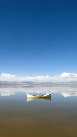 湖泊上的小船高清摄影图片