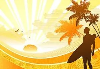 海滩上的冲浪潮流图案矢量素材