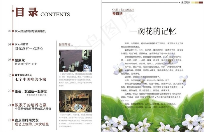 杂志目录 卷首语排版图片cdr矢量模版下载
