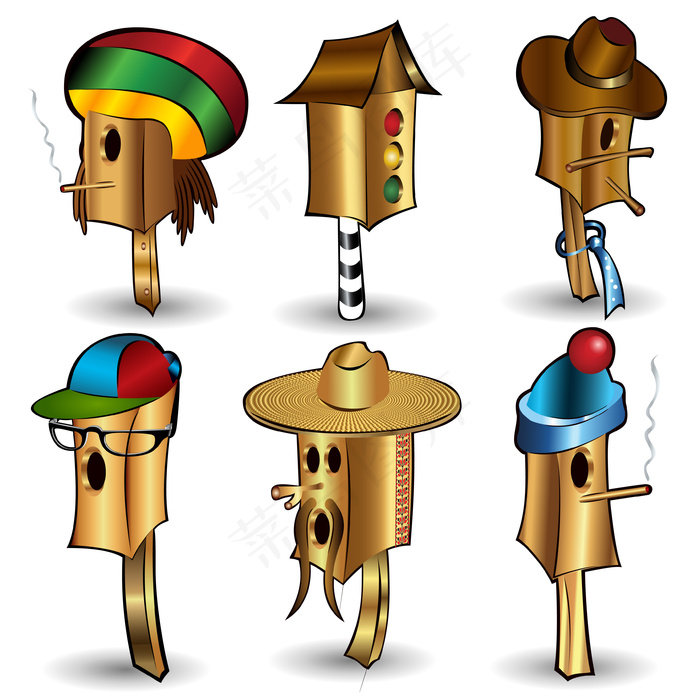 卡通红绿灯信箱矢量素材