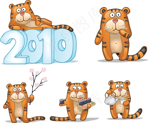 可爱的小老虎盖变形的。ai矢量模版下载