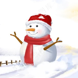 冬天堆雪人雪花雪地,免抠元素