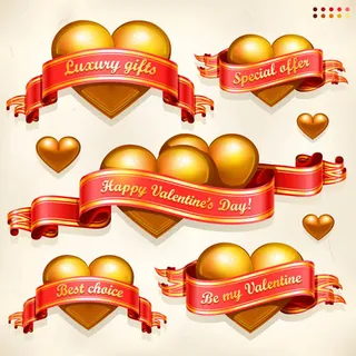 金色心形图案设计矢量素材