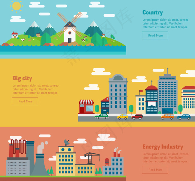 建筑风景banner矢量素材图片