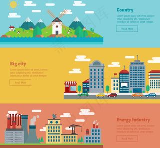 建筑风景banner矢量素材图片