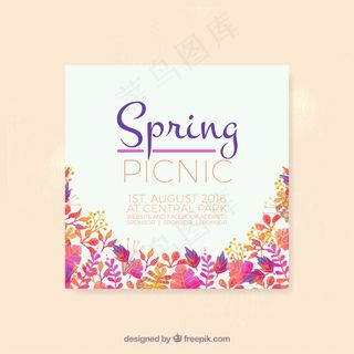 春天野餐的传单