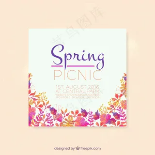 春天野餐的传单