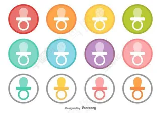 一个婴儿和# X27；按钮矢量集合的Dummy Icon