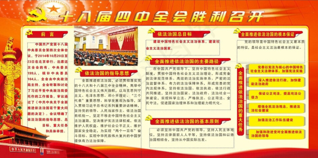 十八届四中全会宣传栏(2290X930)cdr矢量模版下载
