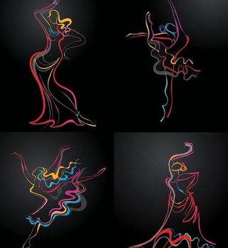 彩色线舞蹈人物矢量素材