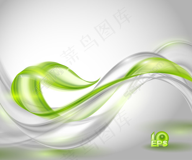 绿色白色轻盈丝带eps,ai矢量模版下载