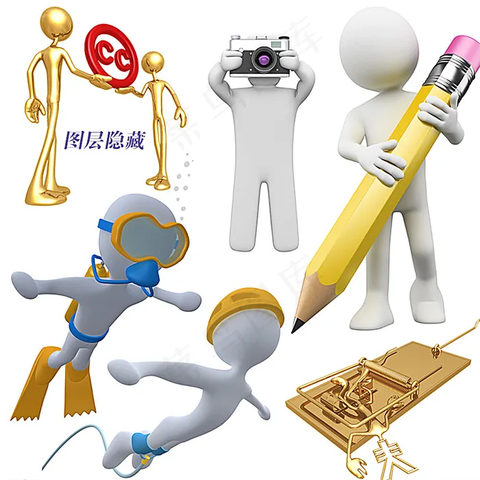 3D小人图片(7087X7087(DPI:300))psd模版下载