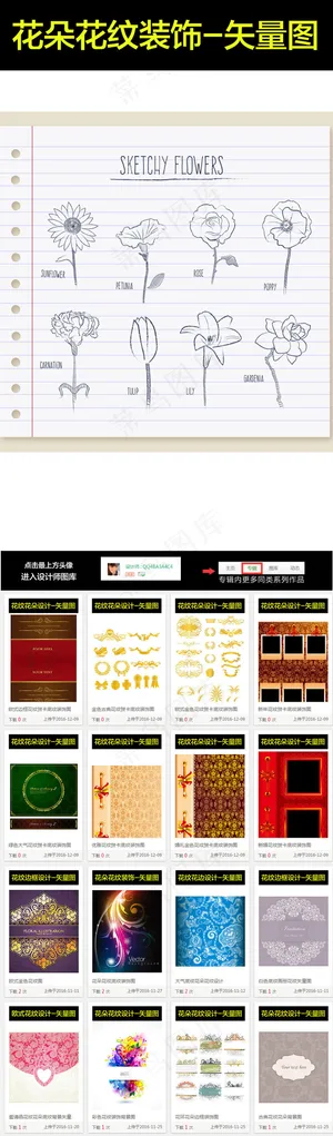 线稿花朵装饰背景图